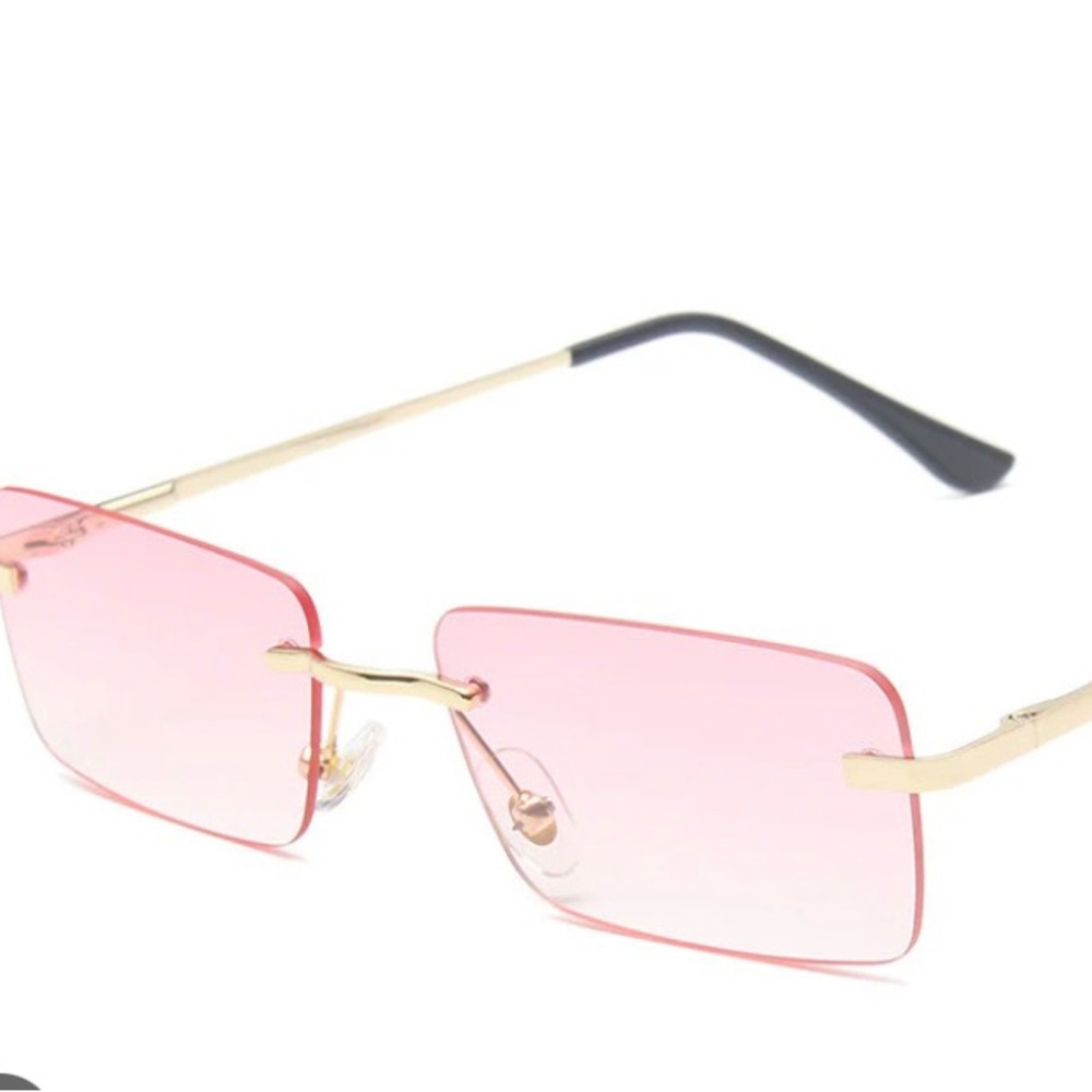 Rimless Sunglasses 90s Frameless Rectangle Tinted Lens Eyewear Unisex